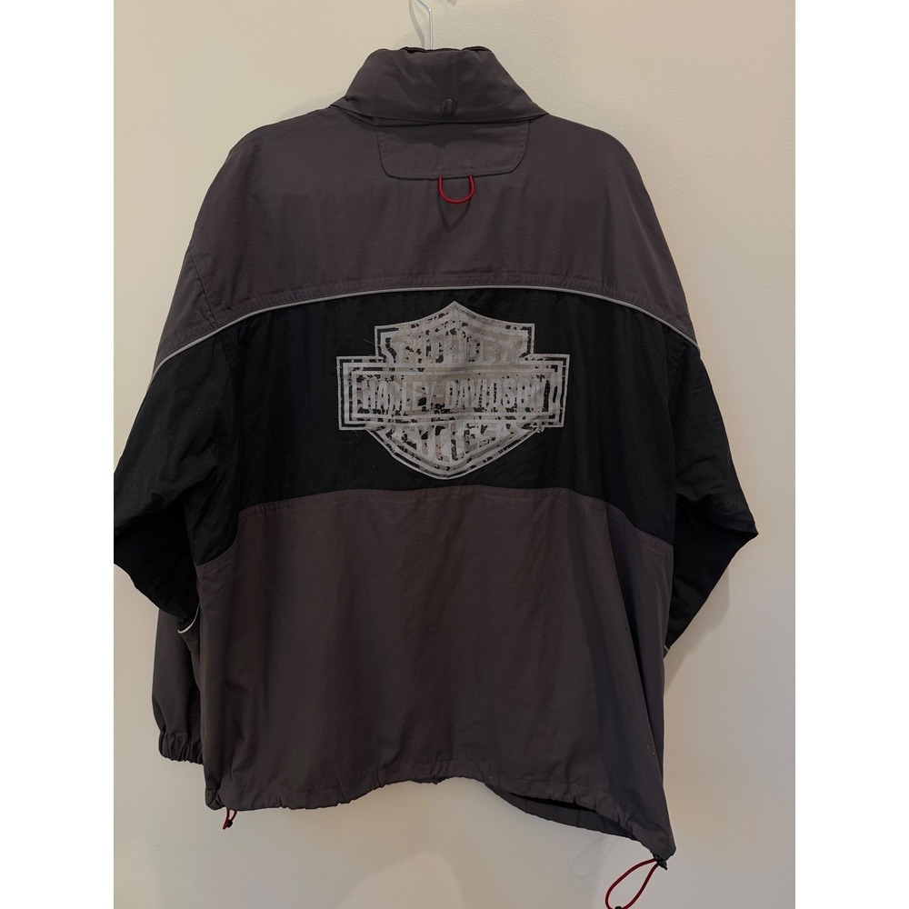 Harley-Davidson Men XL Gray Black Reflective Bar Shield Motorcycle Riding Jacket